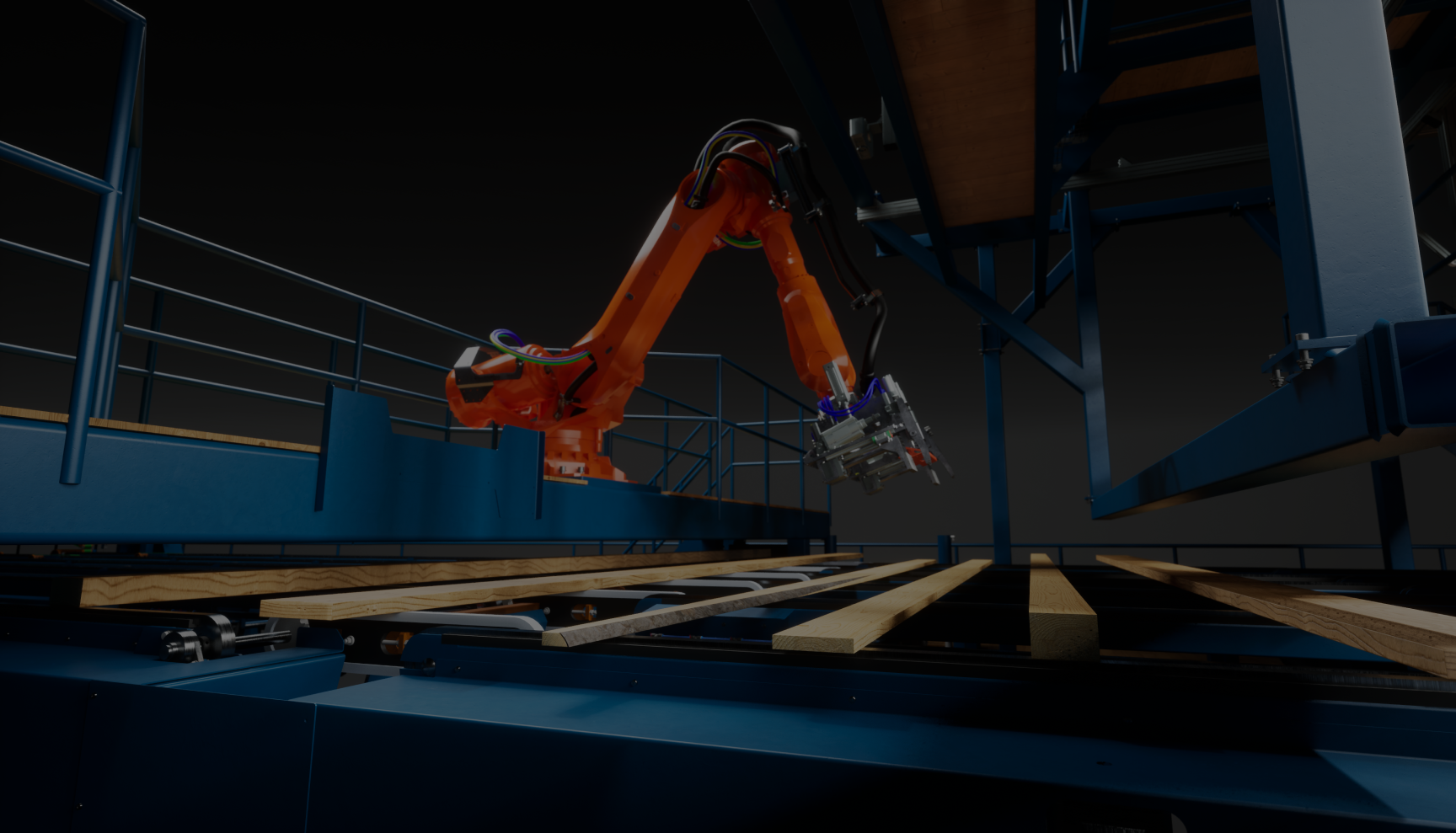 Virkesroboten Rosy arbetar i sågverket.